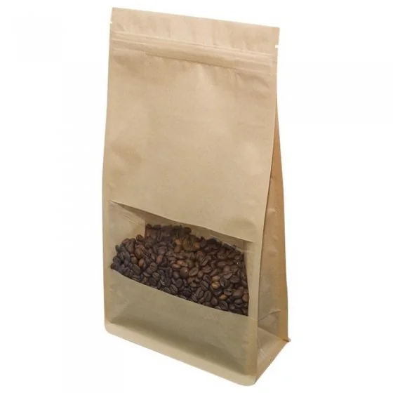 Pungi Kraft Cu Fereastra Si Inchidere Fermoar