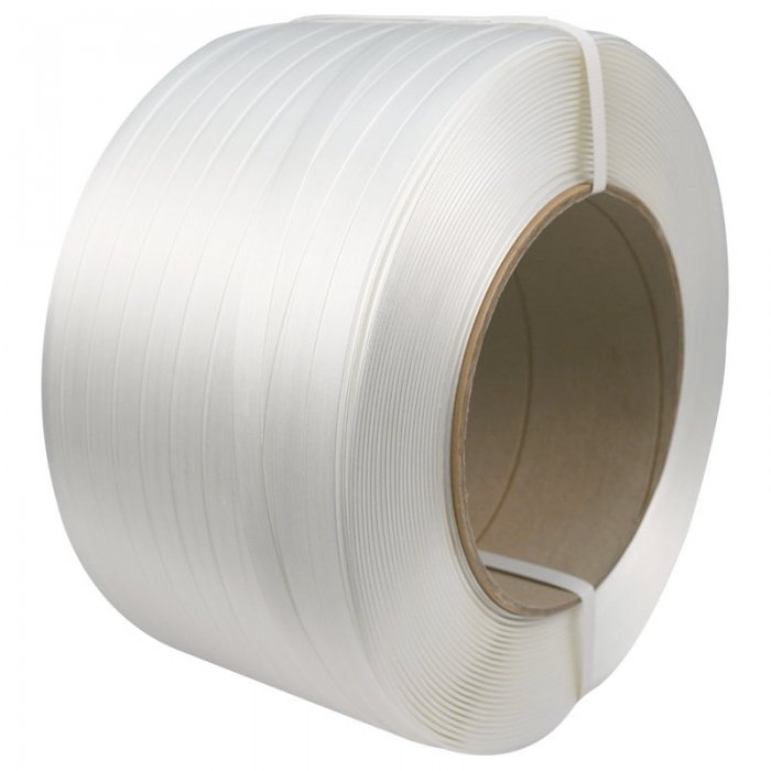Banda PES Netesuta Compozit, Alb, 19 mm x 650 m, 600 kg, Tub 200 mm-Benzi Pentru Legare Si Paletizare