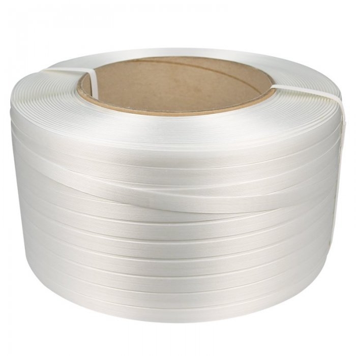 Banda PES Netesuta Compozit, Alb, 19 mm x 650 m, 600 kg, Tub 200 mm-Benzi Pentru Legare Si Paletizare